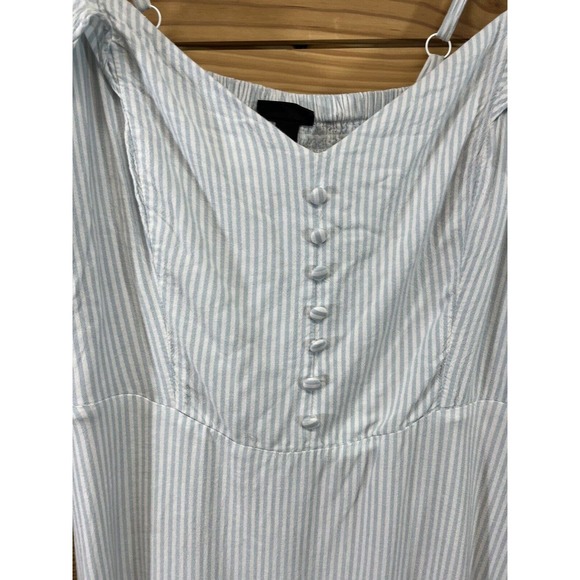 Torrid Dress 1X Light Blue White Stripe Off Shoulder Ruffle Sleeve Festival B84 - Picture 5 of 16